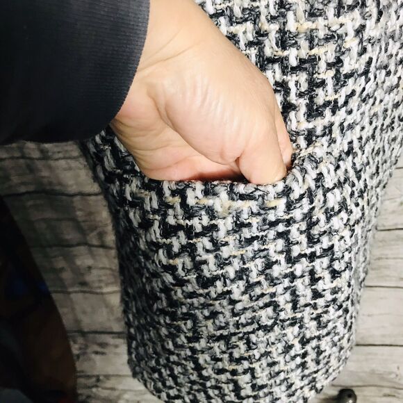 STILE BENNETON Women Wool Blend Tweed Dress S Black Gray Beige Cap Sleeve - Picture 4 of 8